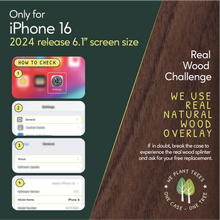 Load image into Gallery viewer, iPhone 16 eco-friendly case. We use real natural wood overlay.