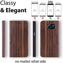 Load image into Gallery viewer, iATO Samsung Galaxy S6 Edge Book Type Case - Real Walnut Wood Grain Premium Protective Front &amp; Back Cover for Samsung Galaxy S6 Edge - iATO Awesome
