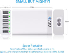 Load image into Gallery viewer, iATO 6 Port USB Charger 60W 12A Family Size Desktop Wall Charger. High Speed Rapid Fast Quick Charging Hub Station Power - White - iATO Awesome
