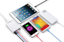 Load image into Gallery viewer, iATO 6 Port USB Charger 60W 12A Family Size Desktop Wall Charger. High Speed Rapid Fast Quick Charging Hub Station Power - White - iATO Awesome