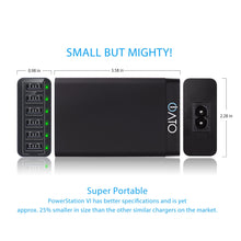 Load image into Gallery viewer, iATO 6 Port USB Charger 60W 12A Family Size Desktop Wall Charger. High Speed Rapid Fast Quick Charging Hub Station Power - Black - iATO Awesome