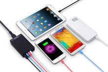 Load image into Gallery viewer, iATO 6 Port USB Charger 60W 12A Family Size Desktop Wall Charger. High Speed Rapid Fast Quick Charging Hub Station Power - Black - iATO Awesome