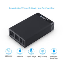 Load image into Gallery viewer, iATO 6 Port USB Charger 60W 12A Family Size Desktop Wall Charger. High Speed Rapid Fast Quick Charging Hub Station Power - Black - iATO Awesome