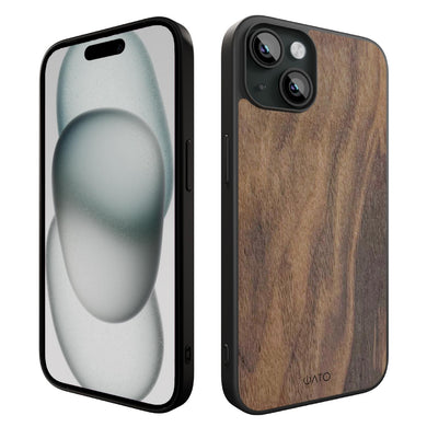 iPhone 15 Plus - iATO Walnut Wood Case - Protective Design. - iATO Awesome