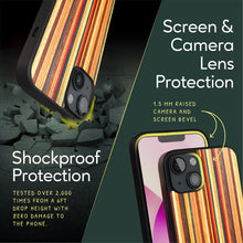 Load image into Gallery viewer, Sustainable wood iPhone 13 cover. Screen & Camera Lens Protection with raised screen bevel.