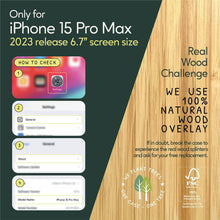 Load image into Gallery viewer, iPhone 15 Pro Max eco-friendly case. We use real natural wood overlay.