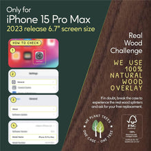 Load image into Gallery viewer, iPhone 15 Pro Max eco-friendly case. We use real natural wood overlay.