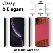 Load image into Gallery viewer, iPhone XR Case - Rose Wood & Red Lizard Pattern Leather - iATO Awesome