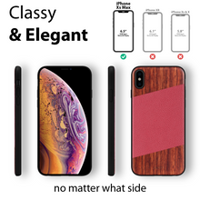 Load image into Gallery viewer, iPhone Xs Max Case - Rose Wood & Red Lizard Pattern Leather - iATO Awesome