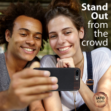 Load image into Gallery viewer, iPhone 8 Plus / 7 Plus - Bois de Rose Wood & Black Saffiano Leather - iATO Awesome