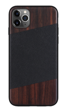 Load image into Gallery viewer, iPhone 11 Pro Max - iATO Bois de Rose Wood & Black Saffiano Leather Case - Protective Design. - iATO Awesome