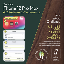 Load image into Gallery viewer, iPhone 12 Pro Max eco-friendly case. We use real natural wood overlay.