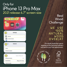 Load image into Gallery viewer, iPhone 13 Pro Max eco-friendly case. We use real natural wood overlay.