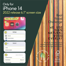 Load image into Gallery viewer, iPhone 14 eco-friendly case. We use real natural wood overlay.