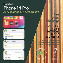 Load image into Gallery viewer, iPhone 14 Pro eco-friendly case. We use real natural wood overlay.