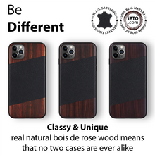 Load image into Gallery viewer, iPhone 11 Pro Max - iATO Bois de Rose Wood &amp; Black Saffiano Leather Case - Protective Design. - iATO Awesome
