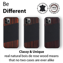 Load image into Gallery viewer, iPhone 11 Pro - iATO Bois de Rosewood & Black Saffiano Leather Case - Protective Design. - iATO Awesome