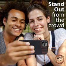 Load image into Gallery viewer, iPhone 11 Pro Max - iATO Bois de Rose Wood & Black Saffiano Leather Case - Protective Design. - iATO Awesome