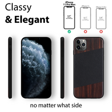 Load image into Gallery viewer, iPhone 11 Pro Max - iATO Bois de Rose Wood & Black Saffiano Leather Case - Protective Design. - iATO Awesome