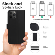 Load image into Gallery viewer, iPhone 12 & 12 Pro - iATO Black Magsafe Compatible Detachable Wallet Case - PU Leather. - iATO Awesome