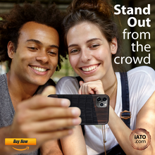 Load image into Gallery viewer, iPhone 11 Pro - iATO Bois de Rosewood & Black Croco Leather Case - Protective Design. - iATO Awesome