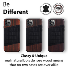 Load image into Gallery viewer, iPhone 11 Pro Max - iATO Bois de Rose Wood & Black Croco Leather Case - Protective Design. - iATO Awesome
