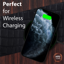 Load image into Gallery viewer, iPhone 11 Pro Max - iATO Bois de Rose Wood & Black Croco Leather Case - Protective Design. - iATO Awesome