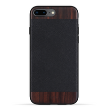 Load image into Gallery viewer, iPhone 8 Plus / 7 Plus Case. Real Bois de Rosewood & Black Saffiano Leather. - iATO Awesome Accessories
