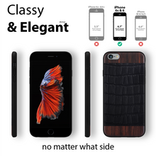 Load image into Gallery viewer, iPhone 6s/6 - iATO Bois de Rosewood & Black Croco Leather Case - Protective Design. - iATO Awesome