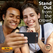 Load image into Gallery viewer, iPhone 6s/6 - iATO Bois de Rosewood & Black Saffiano Leather Case - Protective Design. - iATO Awesome