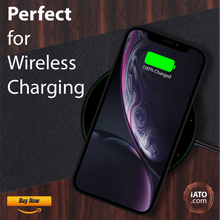 Load image into Gallery viewer, iPhone XR Case. Real Bois de Rosewood & Black Saffiano Leather. - iATO Awesome Accessories