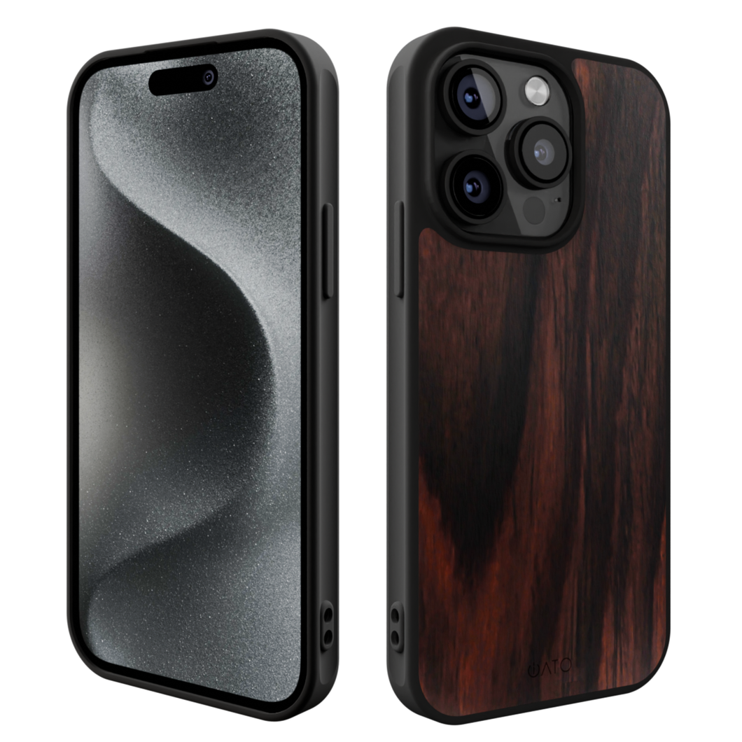 iPhone 15 Pro - iATO Ebony Wood Case - Protective Design. - iATO Awesome