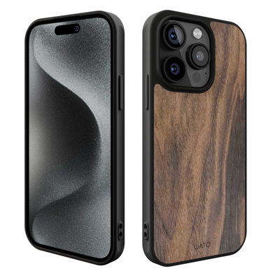 iPhone 15 Pro - iATO Walnut Wood Case - Protective Design. - iATO Awesome