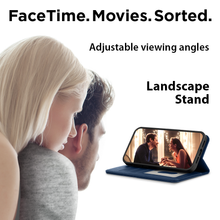 Load image into Gallery viewer, iPhone 13 Case - MagSafe® Compatible - Blue PU Leather Detachable Wallet - iATO Awesome
