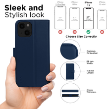 Load image into Gallery viewer, iPhone 13 Case - MagSafe® Compatible - Blue PU Leather Detachable Wallet - iATO Awesome
