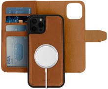 Load image into Gallery viewer, iPhone 13 Pro Case - MagSafe® Compatible - Brown PU Leather Detachable Wallet - iATO Awesome
