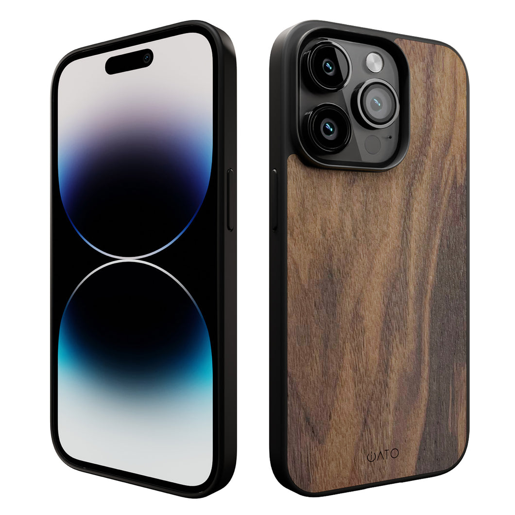 iPhone 14 Pro Max - iATO Walnut Wood Case - Protective Design. - iATO Awesome