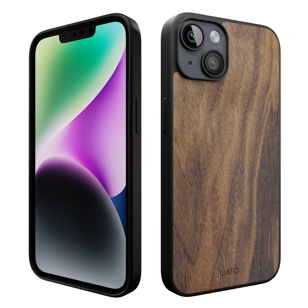 iPhone 14 Plus - iATO Walnut Wood Case - Protective Design. - iATO Awesome