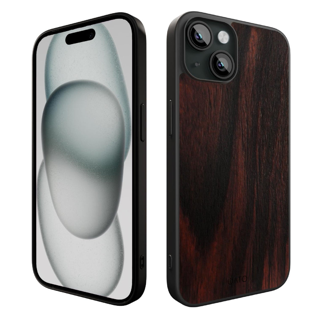 iPhone 15 - iATO Ebony Wood Case - Protective Design. - iATO Awesome