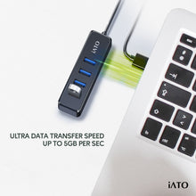 Load image into Gallery viewer, iATO USB Hub. 4-Port USB Splitter/Expander Compatible with Laptop, Flash Drive, HDD, Xbox, PS4, Printer - iATO Awesome
