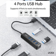 Load image into Gallery viewer, iATO USB Hub. 4-Port USB Splitter/Expander Compatible with Laptop, Flash Drive, HDD, Xbox, PS4, Printer - iATO Awesome
