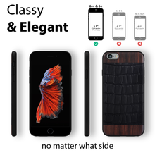 Load image into Gallery viewer, iPhone 6s Plus / 6 Plus Case - Bois de Rosewood &amp; Black Croco Leather - iATO Awesome

