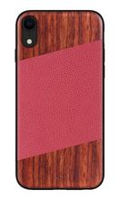 Load image into Gallery viewer, iPhone XR Case - Rose Wood &amp; Red Lizard Pattern Leather - iATO Awesome
