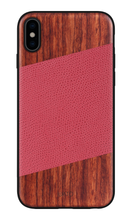 Load image into Gallery viewer, iPhone Xs Max Case - Rose Wood &amp; Red Lizard Pattern Leather
