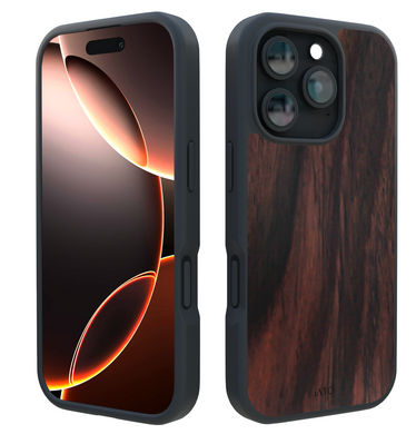 iPhone 16 Pro Case - MagSafe® Compatible - Ebony Wood - iATO Wooden Wonders
