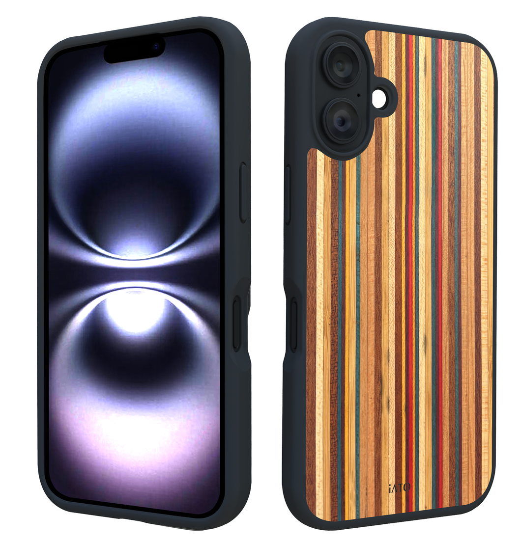 iPhone 16 Case - MagSafe® Compatible - Skateboard Wood - iATO Wooden Wonders