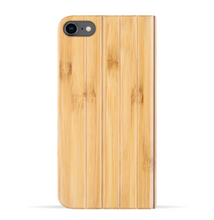Load image into Gallery viewer, iPhone SE 2020 / 8 / 7 Case. Real Bamboo Wood. Folio Flip Book Style. - iATO Awesome Accessories 
