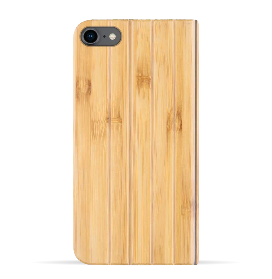 iPhone SE 2020 / 8 / 7 Case. Real Bamboo Wood. Folio Flip Book Style. - iATO Awesome Accessories 