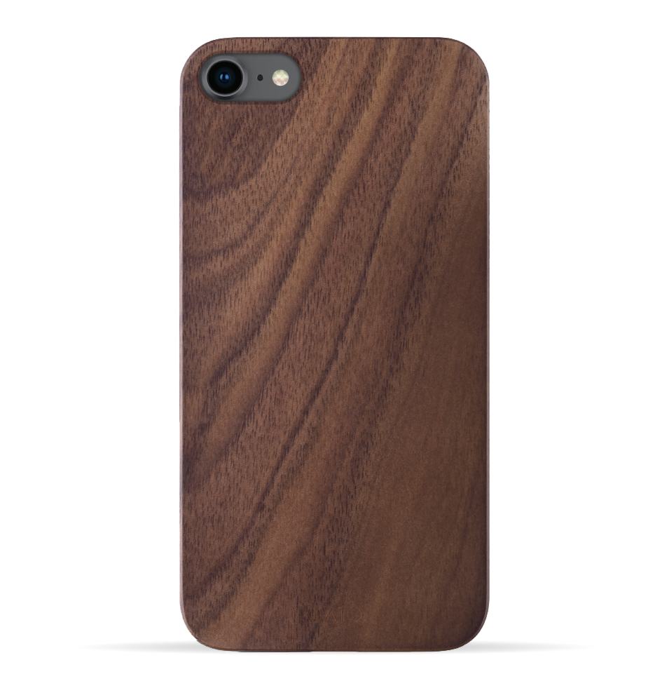iPhone SE 2020 / 8 / 7 Case. Real Natural Walnut Wood. Minimalistic Design. - iATO Awesome Accessories 