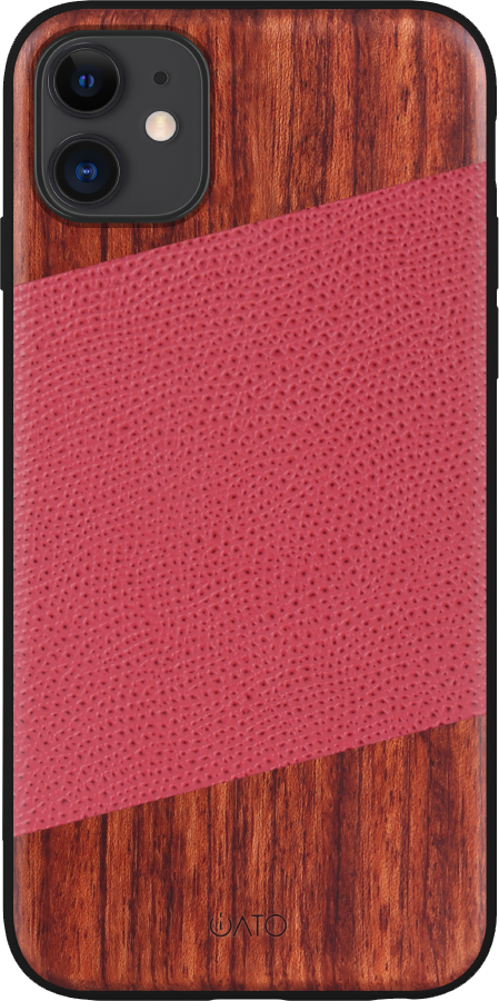 iATO iPhone 11 Rosewood & Red Lizard Pattern Leather - Protective Design. - iATO Awesome